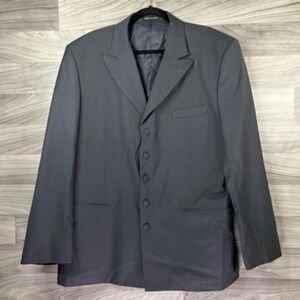 Cavellini Italy Mens Five Button Suit Jacket Gray Peak Lapel Hand‎ Tailored 42L